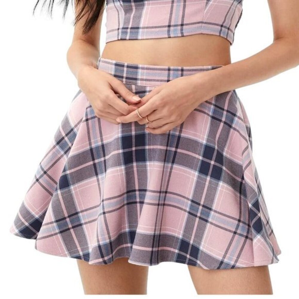 Plaid Pink Mini Skater Skirt